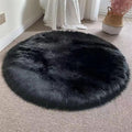 Lifup Soft Round Shaggy Rug, Faux Fur Area Rug, Fluffy Plush Carpets Circle Rugs for Living Room Fuzzy Rugs for Bedroom Under Dining Table Home Office Decor Black 2x2 Feet