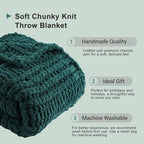 Battilo Christmas Green Throw Blanket for Couch, Chunky Knit Throw Blanket, Super Soft Warm Cozy Chenille Throw Blanket for Bed, Sofa, Living Room, Christmas Decor, 50"x60"