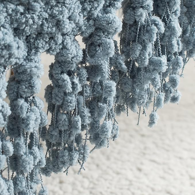 Throw Blanket for Couch, Dusty Blue Luxury Knitted Throws 60"x80", Textured Blankets with Handmade Fringe Tassels for Bed Sofa Decorative, Chunky Soft Farmhouse Boho Home Decor
