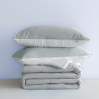 COTTEBED Reversible Comforter Sets KING Size Bed, Jersey Knit T-Shirt Feel Bedding Down Comforters Quilt & Pillowcase -Super Soft Cozy Lightweight All Season (Light Grey and White California Cal/King)