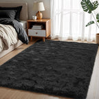 Blivonta Area Rugs for Bedroom Living Room, 4x6 Soft Large Fluffy Fuzzy Shag Plush Furry Carpet, Soft Indoor Floor Mat for Kids Nursery Home Dorm Office Decor Aesthetic, Black