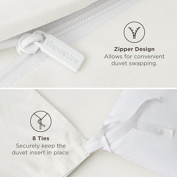 Bedsure Duvet Cover Queen Size - Soft Double Brushed Bedding Set for Kids & Adults, Zipper Closure, 3 Pieces, Includes 1 Duvet Cover (90"x90") & 2 Pillow Shams, NO Comforter, Cream White