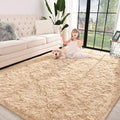 Jelymark Super Soft Shaggy Rug for Bedroom, 4x5.9 Fluffy Carpet for Living Room, Fuzzy Indoor Plush Area Rug for Home Decor, Furry Floor Rugs for Dorm, Cute Kids Nursery Rug for Girls, Beige