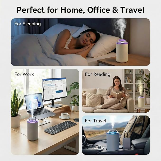 Waterless Essential Oil Diffuser, Scent Air Machine for Car/Home, Up to 500 sq.ft, Waterless Portable Aromatherapy Diffuser with 15mL Capacity, Car & Home Dual Mode