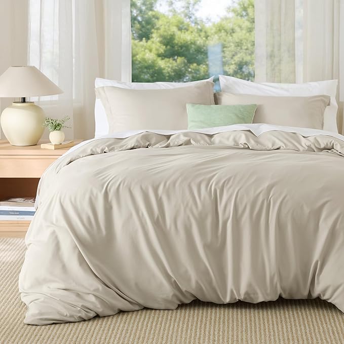 Bedsure Duvet Cover Oversized Queen Size - Soft Double Brushed Bedding Set for Kids & Adults, Zipper Closure, 3 Pieces, Includes 1 Duvet Cover (98"x98") & 2 Pillow Shams, NO Comforter, Linen
