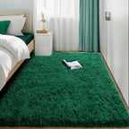 Amdrebio Dark Green Area Rugs for Bedroom Aesthetic, Fluffy Rug for Living Room, Soft Bedside Rugs 4x6 for Kids Room, Teen, Women, Shaggy Throw Carpet for Dorm Classroom Office Nursery, Emerald Green