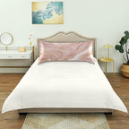 Rose Gold Satin Pillowcase for Hair and Skin, Rose Gold Marble Silk Pillow Case with Envelope Closure, Standard Size 20x26 inches, 1 PC