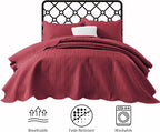 IR Imperial Rooms Queen Quilt Bedding Set (90" x 96") - Bulk Pack of 10 Wholesale for Hotels, Guest Bedroom & Airbnbs - Lightweight Microfiber Reversible Embossed Quilts Bedspreads (Burgundy)