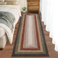RUGSREAL 2x10 Long Hallway Runner Rug Braided Print Mat Kitchen Runner Rug with Rubber Backing Washable Farmhouse Runner Carpet Rustic Accent Area Rug for Living Room Bedroom Bathroom, Crimson/Earthy