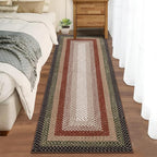 RUGSREAL Hallway Runner Rug 2x6 Braided Machine Washable Kitchen Rug Farmhouse Runner Carpet Non Slip Stain Resistant Rustic Carpet Modern Printed Area Rug for Living Room Bedroom, Crimson/Earthy