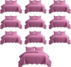 IR Imperial Rooms 10 Pack Queen Quilt Bedding Set (90" x 96") - Bulk Wholesale for Hotels, Guest Bedroom & Airbnbs - Lightweight Microfiber Reversible Floral Embossed Quilts Bedspreads (Purple)