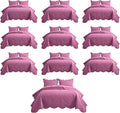 IR Imperial Rooms 10 Pack Twin Quilt Bedding Set (68" x 86") - Bulk Wholesale for Hotels, Guest Bedroom & Airbnbs - Lightweight Microfiber Reversible Floral Embossed Quilts Bedspreads (Purple)