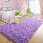 Amdrebio Purple Area Rugs for Bedroom Girls Room Decor Aesthetic, 5x7 Cute Fluffy Shag Lavender Rug for Living Room Dorm Classroom Nursery, Furry Plush Fuzzy Soft Lilac Carpet for Kids Baby Teens