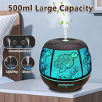 Essential Oil Diffuser for Home,500ML Aromatherapy Diffusers for Essential Oils Large Room with Cool Mist Humidifiers for Bedroom,7 Colors Changed & 3 Mist Mode Automatic Shut-Off - Turtle