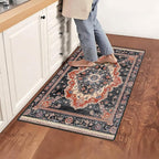 Area Rug 2x3 ft Rug Washable Boho Rugs Non Slip Low Pile Floral Small Carpet for Bedroom, Bedside, Kids Room, Office, Dining Room (Retro Colors, 2x3 ft)