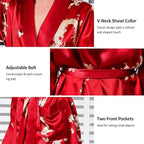 Haseil Men's Satin Robe Dragon Luxurious Silk Spa Long Sleeve House Kimono Bathrobe