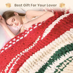 L'AGRATY Chunky Knit Blanket Throw: 50''x60'' Chenille Chunky Knitted Throw Blankets for Bed Couch - Handmade Thick Cable Knit Blanket - Large Crochet Rope Blankets for Home Decor