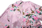 Women's Short Kimono Robes Bride and Bridesmaid Satin Floral Bathrobe Peacock Sleepwear Dressing Gown for Wedding Party