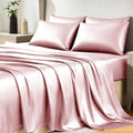 CozyLux Satin Sheets Queen Size Bed Set - 6 Piece Silky Queen Sheet Set, Luxury Dirty Pink Queen Sheets with Smooth and Soft Microfiber, Includes 1 Fitted Sheet, 1 Flat Sheet and 4 Pillowcases