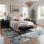 CRYPTOLITE Abstract Area Rug 5x7 Washable Rug with Non-Slip Backing Low Pile Area Rug Area Rugs for Living Room, Bedroom, Dining Room, Grey
