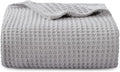 Bedsure Gentlesoft 100% Cotton Throw Blanket for Couch 50x70 inches - Cooling Breathable and Soft for Spring Summer, Waffle Weave Throw Blanket for Office, Grey