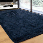 Softlife Area Rug for Bedroom, Fluffy Shag Plush Navy Blue Rugs for Living Room Girls, Shaggy Throw Soft Fuzzy Small Kids Carpet for Dorm Bedside Ultra Cozy Non-Slip Indoor Decor, 4x5.3 Feet
