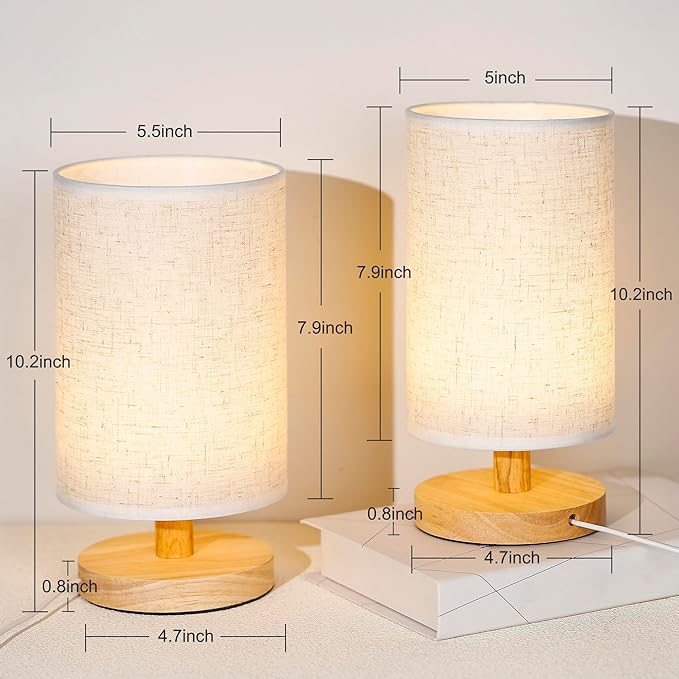 WSYEAR White Modern Bedside Lamp Set of 2 for Bedroom Decor Farmhouse Table Lamp for Living Room Office Dorm