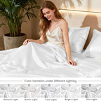 Love's cabin Satin King Sheet Sets - 4 Piece White Silky Sheets King Size Bed Set with Deep Pocket, Luxury Silk Feel King Size Satin Sheet Set (1 Flat Sheet,1 Fitted Sheet,2 Pillow Cases)