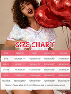 ASTANFY Valentines Day Pajamas Women 2 Piece Silk Valentine Pjs Cute Heart Pajamas V Neck Satin Sleepwear Loungewear Set
