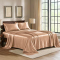 Satin Sheets Full [4-Piece, Rose Gold] Hotel Luxury Silky Bed Sheets - Extra Soft 1800 Microfiber Sheet Set, Wrinkle, Fade, Stain Resistant - Deep Pocket Fitted Sheet, Flat Sheet, Pillow Cases