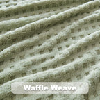 NEWCOSPLAY Super Soft Queen Blanket Green Premium Silky Flannel Fleece 3D Waffle Checkered Lightweight Bed Blanket All Season Use (Sage Green, Queen(90"x90"))