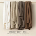 EVERGRACEHOME Chunky Chenille Knit Throw Blanket for Couch, Soft Luxurious Moss Stitch Blankets for Bed, Cozy Decorative Farmhouse Knitted Throws for Sofa, Sand Dune, 60" x 80"