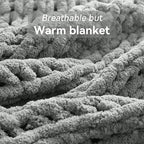 Negwoo Chunky Knit Throw Blanket, 80''*90'' Knitted Throw Chenille Yarn for Bed Couch, Handmade Light Grey Crochet Big Thick Blanket, Machine Washable Cute Comfy Blanket for Home Decor