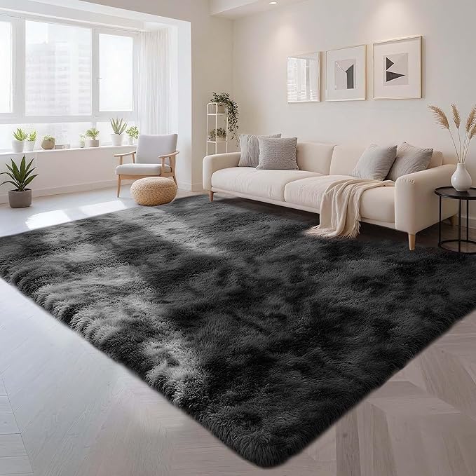 9x12 Area Rug Fluffy Shaggy Ultra Soft Faux Fur Non-Slip Machine Washable Carpet for Bedroom, Living Room, Nursery & Dorm Cozy Home Decor