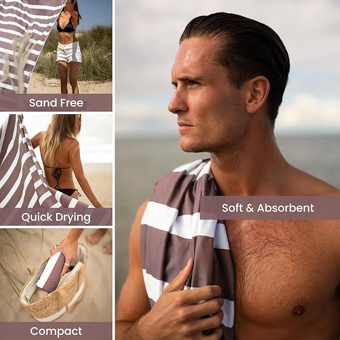 SummerSand Microfiber Beach Towel Extra Large (79 x 39.5 in) - Quick Dry, Sand Free - Compact and Lightweight for Travel - Recycled Materials - Travel Bag Incl - Oversized Pool Towel – Dusty Rose