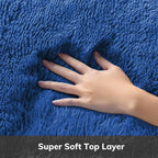 Ophanie Upgrade Rugs Fluffy Shaggy Soft Area Rug Non-Slip Indoor Floor Carpet 3x5 Ft Navy Blue