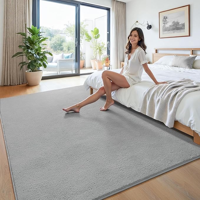 Keeko Area Rugs for Living Room Bedroom 5x8 Grey, Soft Modern Large Rugs Indoor Non Slip Fluffy Rug Minimalist Low Pile Washable Carpet Rug for Kids Boys Girls Dorm Classroom Nursery Home Decor