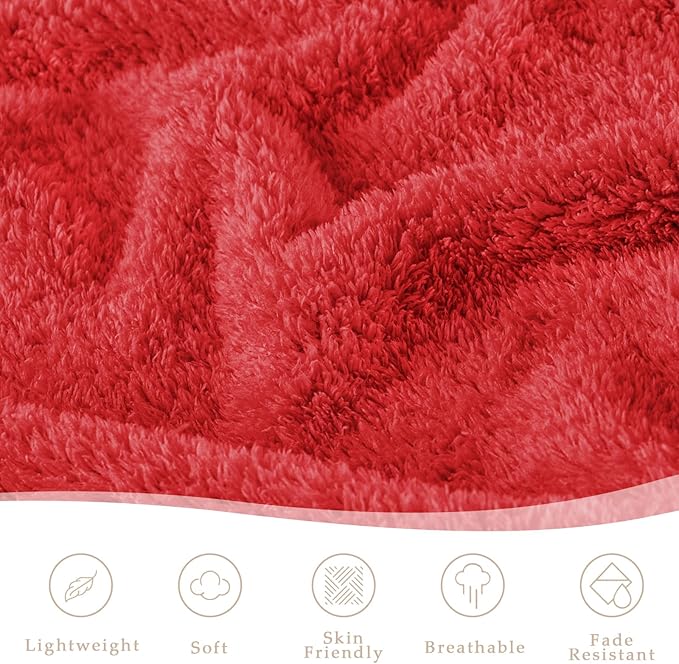 Exclusivo Mezcla Fleece Twin Size Bed Blanket, Ultra Soft, Lightweight and Fuzzy Red Blanket for Women, Home Decor, 60x80 Inches
