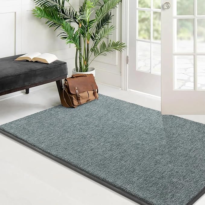 Keeko Soft Rugs for Bedroom, 3x5 Living Room Area Rug Washable Memory Foam Small Entryway Throw Rugs Low Pile Minimalist Non Slip Bedside Rug Carpet for Kids Nursery Dorm Room Decor Grey