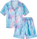 Girls & Womens Satin Pajamas Set, Silk Button-Down Sleepwear 2 Piece Nightwear, 3 Years - Women XXL