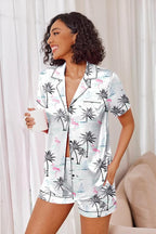 Ekouaer Womens Satin Silk Pajamas Set Short Sleeve Sleepwear Button Down Top and Shorts Loungewear 2 Piece Pjs Set S-XXL
