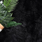 Latepis Black Rugs for Bedroom 3x5 Throw Rug Shag Washable Faux Fur Sheepskin Rug for Living Room Floor Plush Soft Rugs Cute Room Decor Rectangle