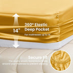 Love's cabin Twin XL Satin Sheet Sets - 3 Piece Gold Silky Bed Sheets with Deep Pockets, Luxury Silk Feel Satin Sheet Set Twin XL (1 Flat Sheet,1 Fitted Sheet,1 Pillow case)