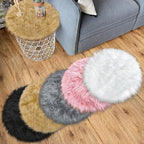 15.7 Inches Mini Khaki Round Faux Fur Sheepskin Area Rug, Fluffy Small Circle Rugs Cushion for Chair, Furry Carpet for Nail Desk, Shaggy Circular Rug Plush Rug