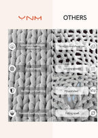 YnM Chunky Throw Blanket, Medium-Weight, Hand Knitted with Chenille Yarn, Skin Friendly, Ventilated and Breathable, Machine Washable, Home Décor Piece for Couch Sofa and Bed (Glacier Grey, 80x87 Inch)