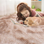 OLANLY Beige Tie-dye Round Rugs for Bedroom - Machine Washable, 4x4 Feet Circle Area Rugs for Living Room, Soft and Fluffy Shaggy Carpet for Girls and Boys, Nursery Rooms, Dorms, Home Decor Aesthetic