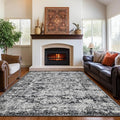 CRYPTOLITE Rugs for Living Room, 6x9 Large Area Rugs Ultra Soft Washable, Vintage Boho Faux Wool Carpet for Dining Room, Bedroom, Office, Home Decor (Dark Grey)