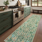 Lahome Chloe Insect Botanical 2'6"x10' Green Runners for Hallways,Non Slip Washable Kitchen Bathroom Runner Rug,Soft Non Skid Indoor Rugs for Entryway Laundry Bedroom(Green,2'6"x10')