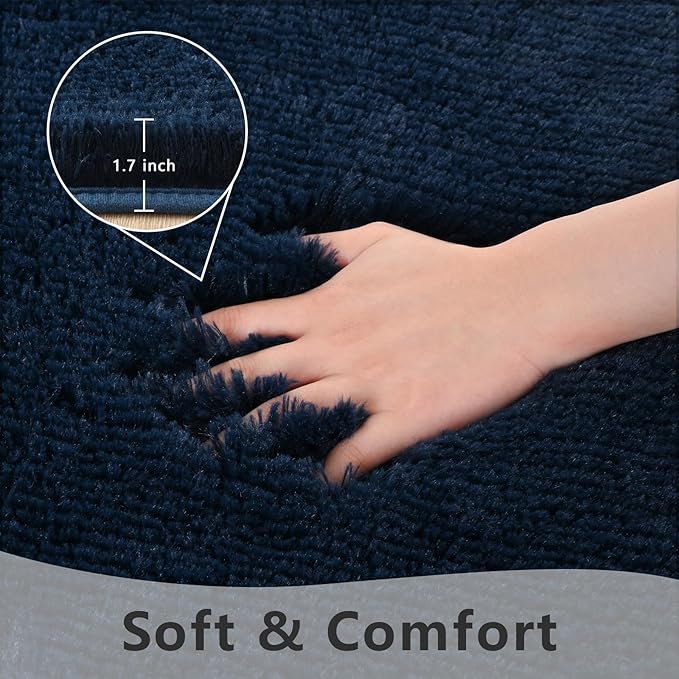 Navy Blue Area Rug 8x10 Large Rugs for Living Room Bedroom, Fluffy Soft Rug Modern Carpets for Kids Room, Non-Skid Rectangular Indoor Rug for Girls Boys Playroom Nursery Room Home Decor