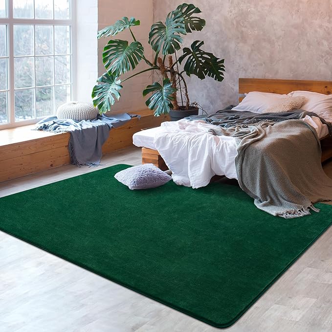 Softlife 6x9 Green Living Room Rug, Washable Area Rugs for Bedroom, Soft Fluffy Fuzzy Carpet Bedside Rug Indoor Non-Slip Rugs for Kids Home Decor Aesthetic Dorm Nursery